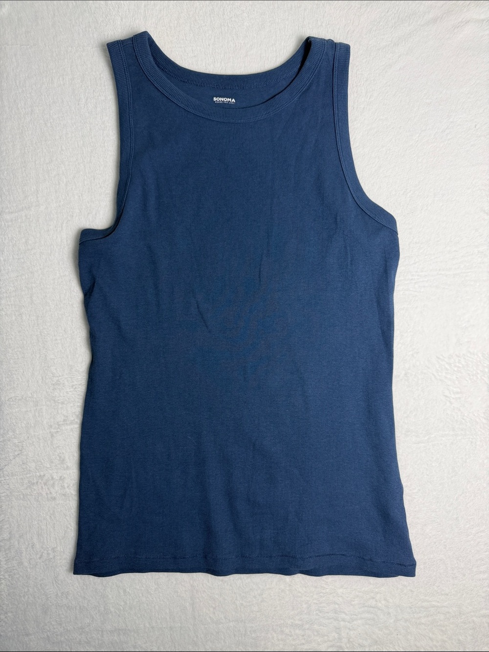 Sonoma Deep Navy Ribbed Sleeveless Top Size Large